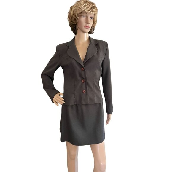 Vintage Splurge By ASB Womens 2 Piece Skirt Suit Size 7 Brown